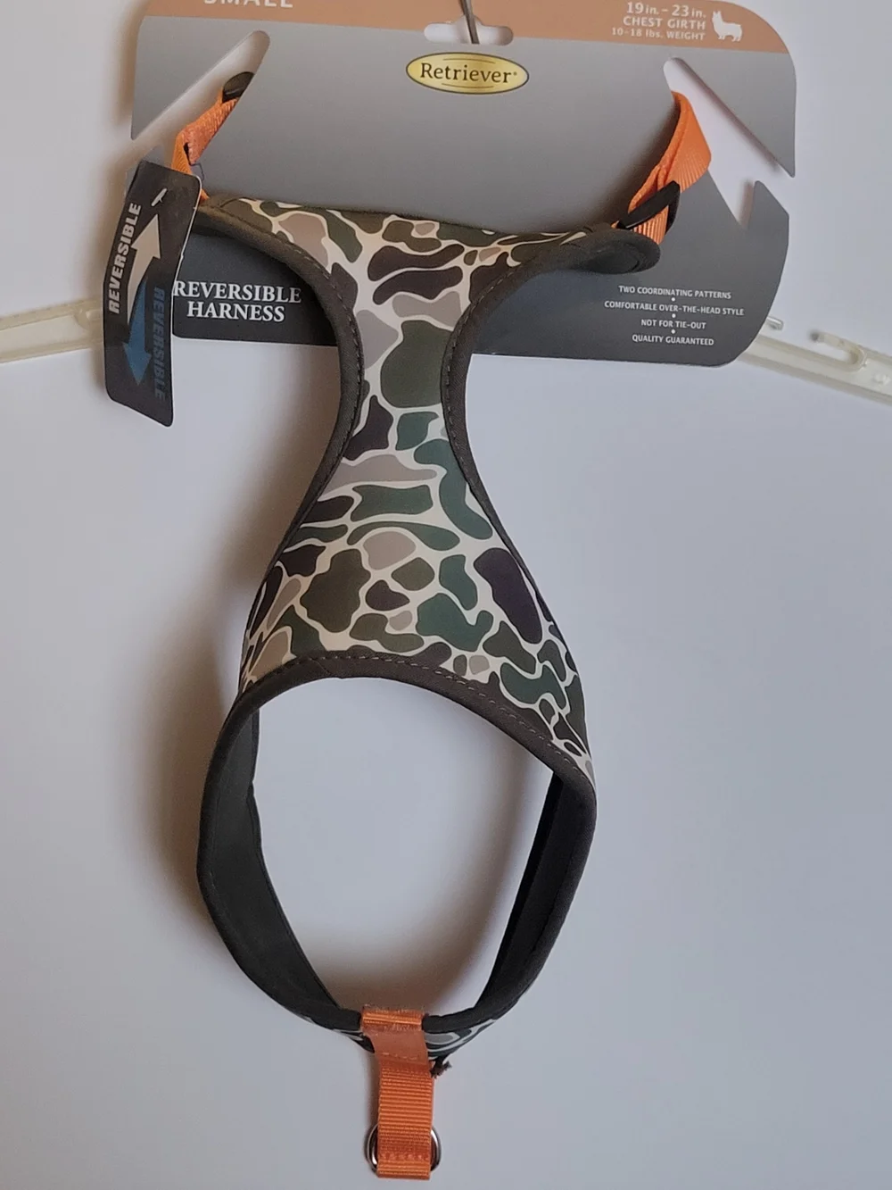 Reversible Camo & Orange Dog Harness